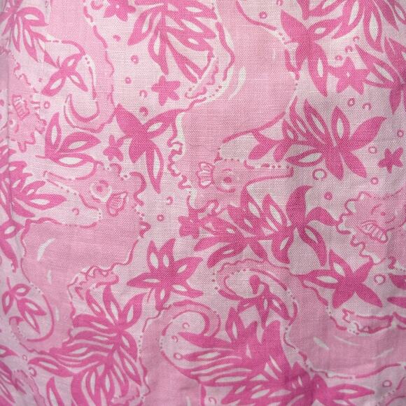 Lily Pulitzer Size 8 Seahorse Print Mini Skirt Pink Lined Linen Blend Summer - Picture 3 of 9